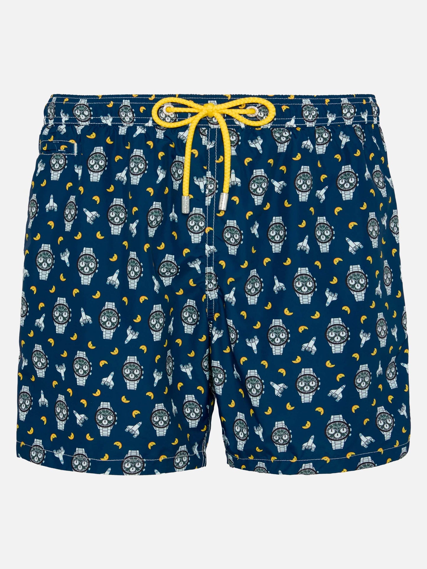 Badeshorts aus leichtem Stoff „Lighting“ mit Uhren- und Mond-Print
