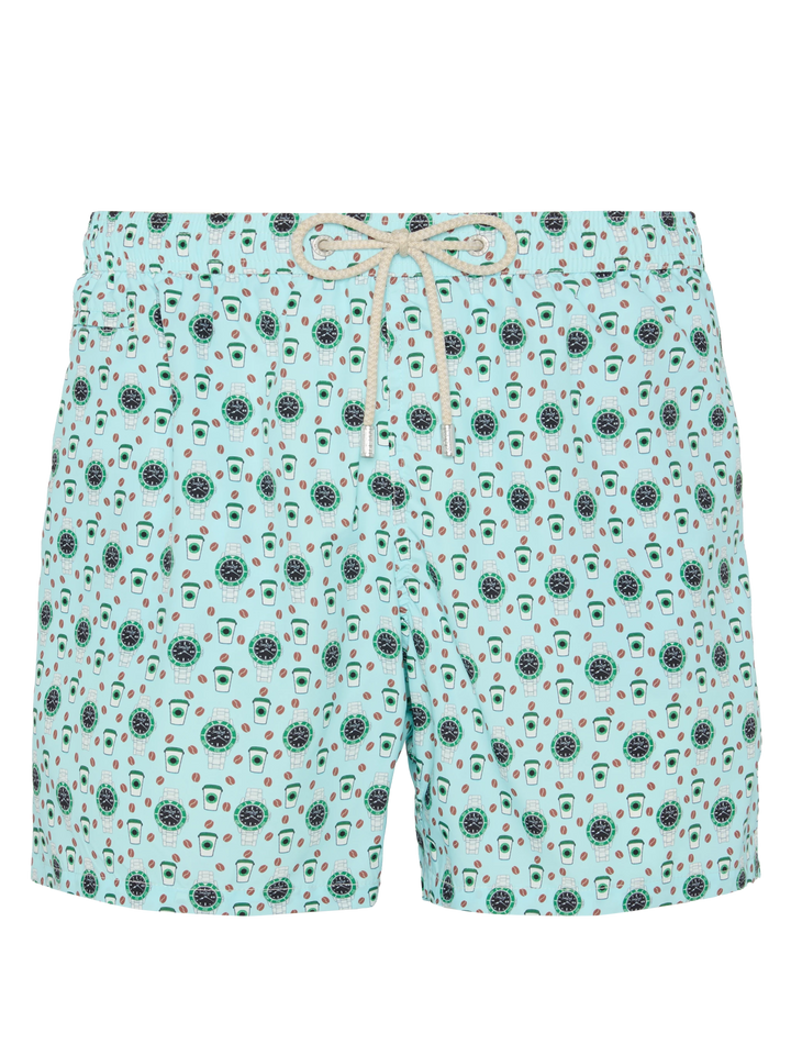 Lightweight fabric swim shorts Lighting with watch print - MC2 Saint Barth