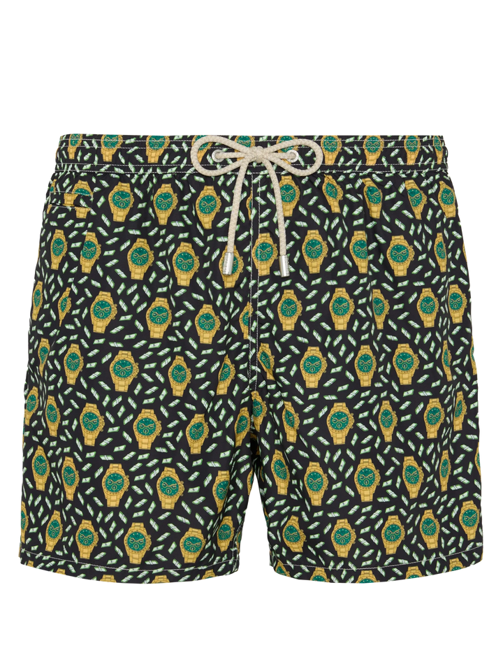 Lightweight fabric swim shorts Lighting with watch print - MC2 Saint Barth