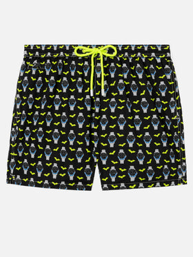 Badeshorts aus leichtem Stoff „Lighting“ mit Uhren-Print