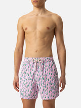 Lightweight fabric swim shorts Lighting with sabrage and bottle print