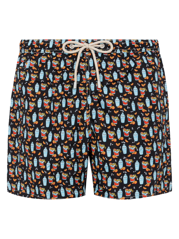 Lightweight fabric swim shorts Lighting with negroni print