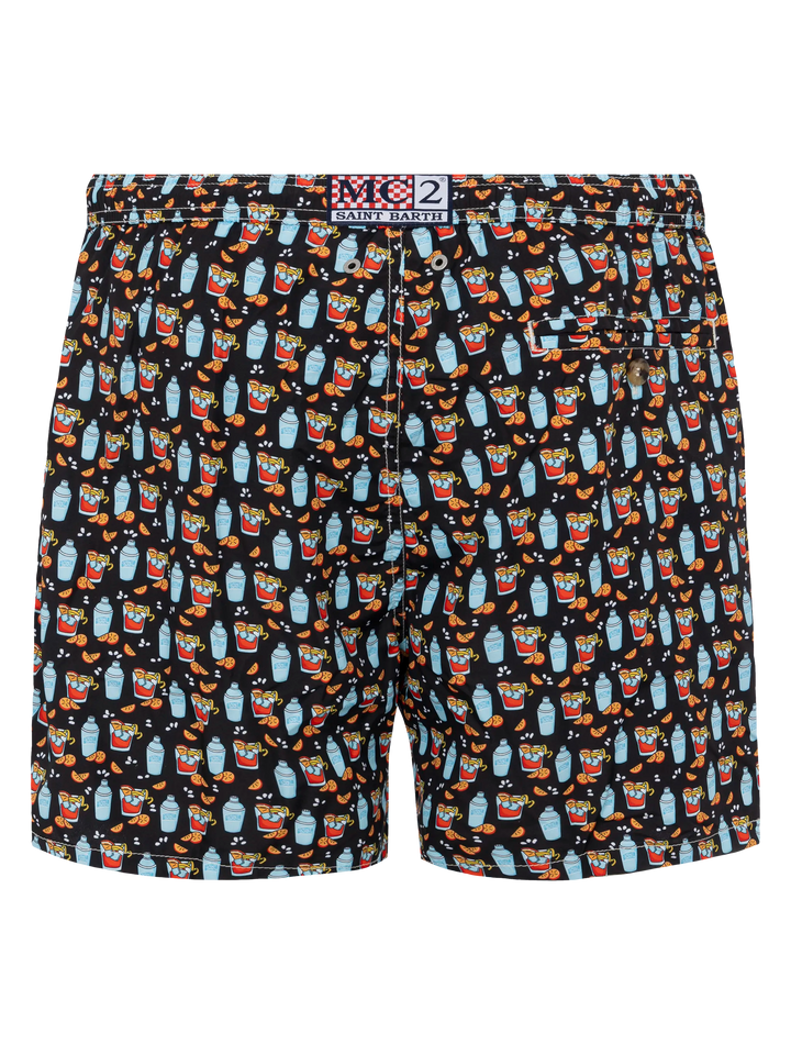 Lightweight fabric swim shorts Lighting with negroni print