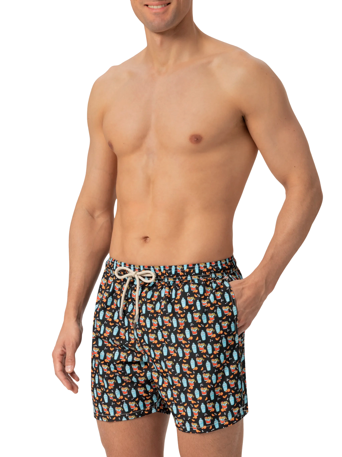 Lightweight fabric swim shorts Lighting with negroni print