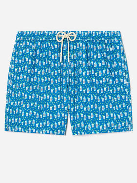 Badeshorts aus leichtem Stoff „Lighting“ mit Gin-Tonic-Print