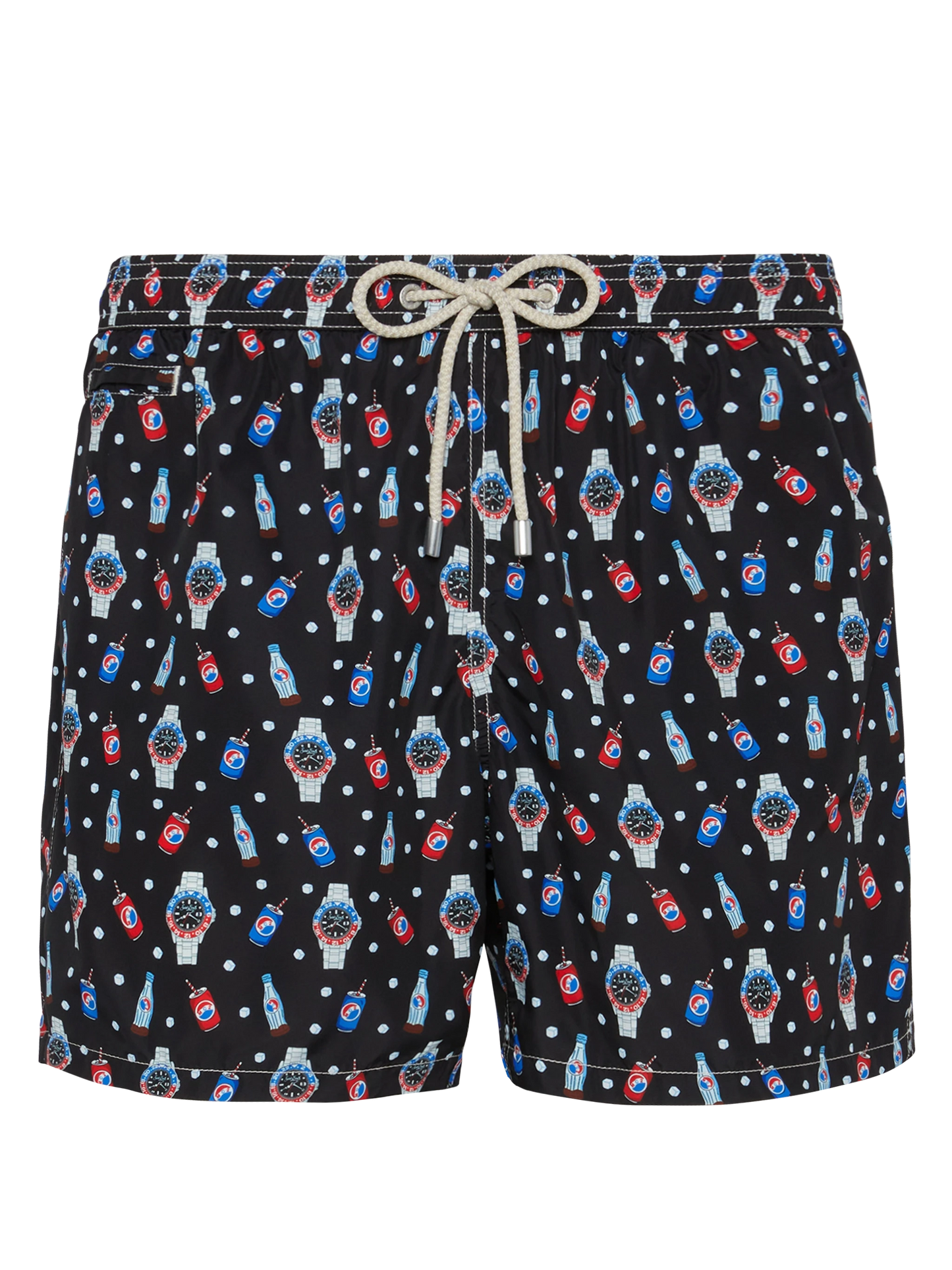 Lightweight fabric swim shorts Lighting with watch print