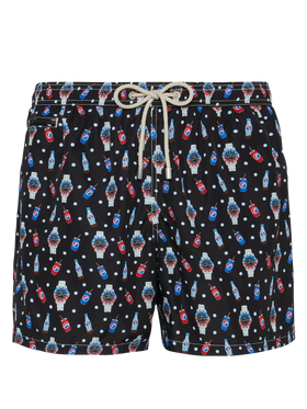 Lightweight fabric swim shorts Lighting with watch print