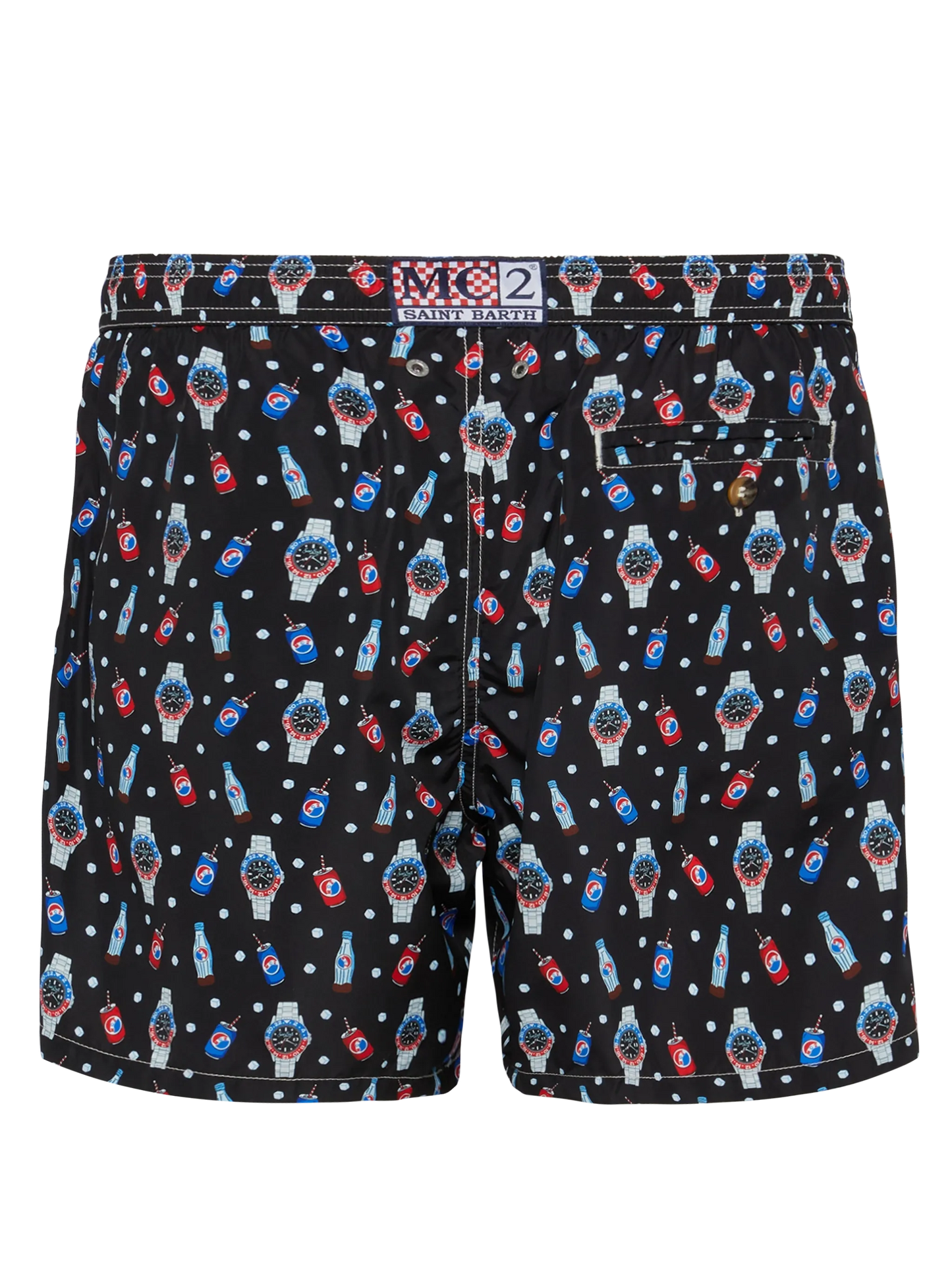 Lightweight fabric swim shorts Lighting with watch print