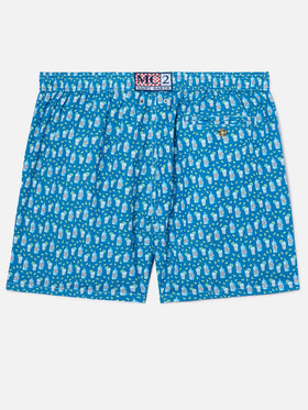 Shorts mare Lighting Micro azzurro con stampa cocktail