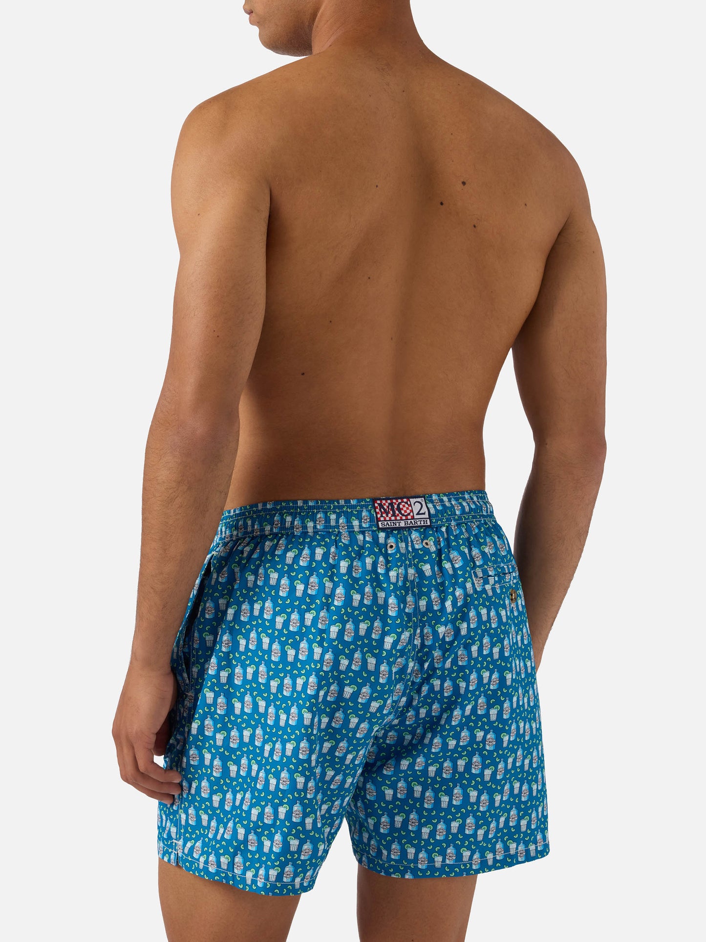 Shorts mare Lighting Micro azzurro con stampa cocktail