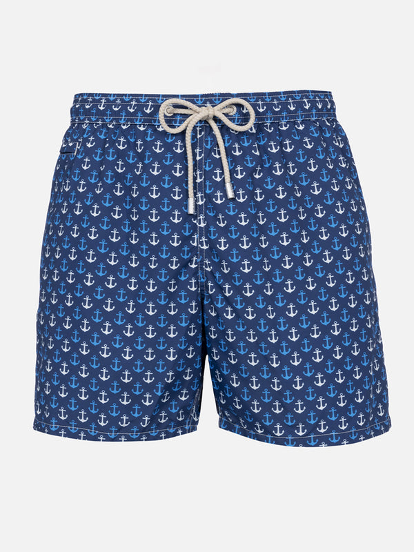 Man lightweight fabric swim-shorts Lighting Micro Fantasy with anchor print