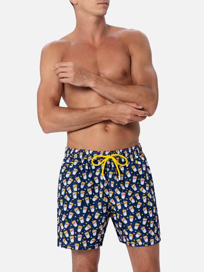 Man lightweight fabric swim-shorts Lighting Micro Fantasy with Estathè pack print|ESTATHE' FERRERO SPECIAL EDITION