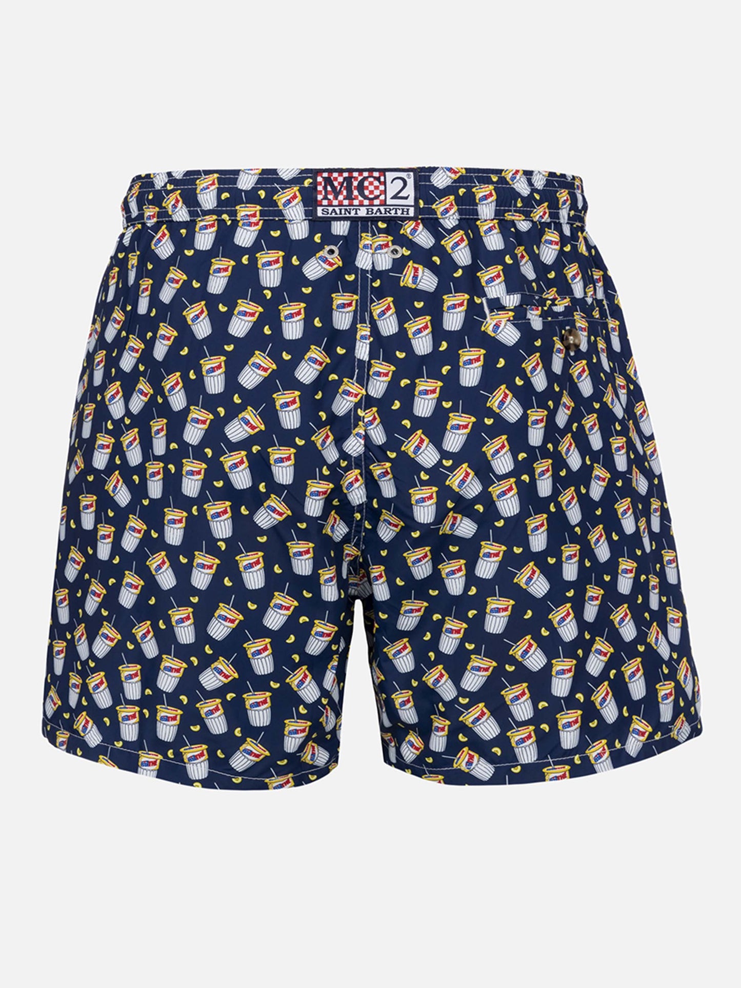 Navy blue Lighting Micro swim shorts with Estathè print | ESTATHE' SPECIAL EDITION