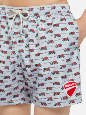 Lightweight fabric swim shorts Lighting with Ducati print | DUCATI MOTOR SPECIAL EDITION