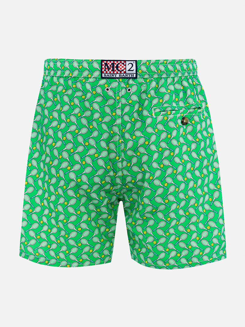 Man lightweight fabric swim-shorts Lighting Micro Fantasy with tennis print