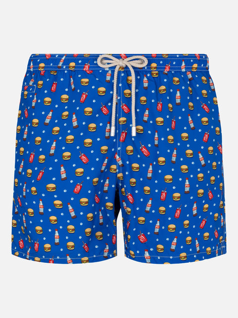 Lightweight fabric swim shorts Lighting with fast food print - MC2 Saint Barth