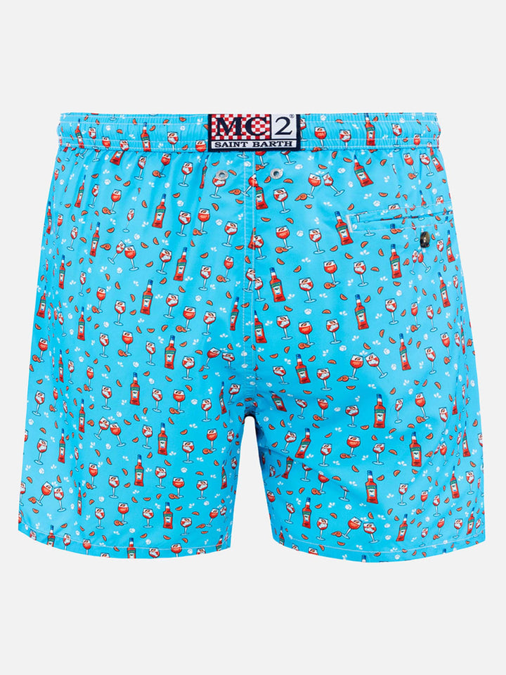 Herren-Badeshorts aus leichtem Stoff Lighting Micro Fantasy mit Aperol Spritz-Aufdruck | APEROL SONDEREDITION