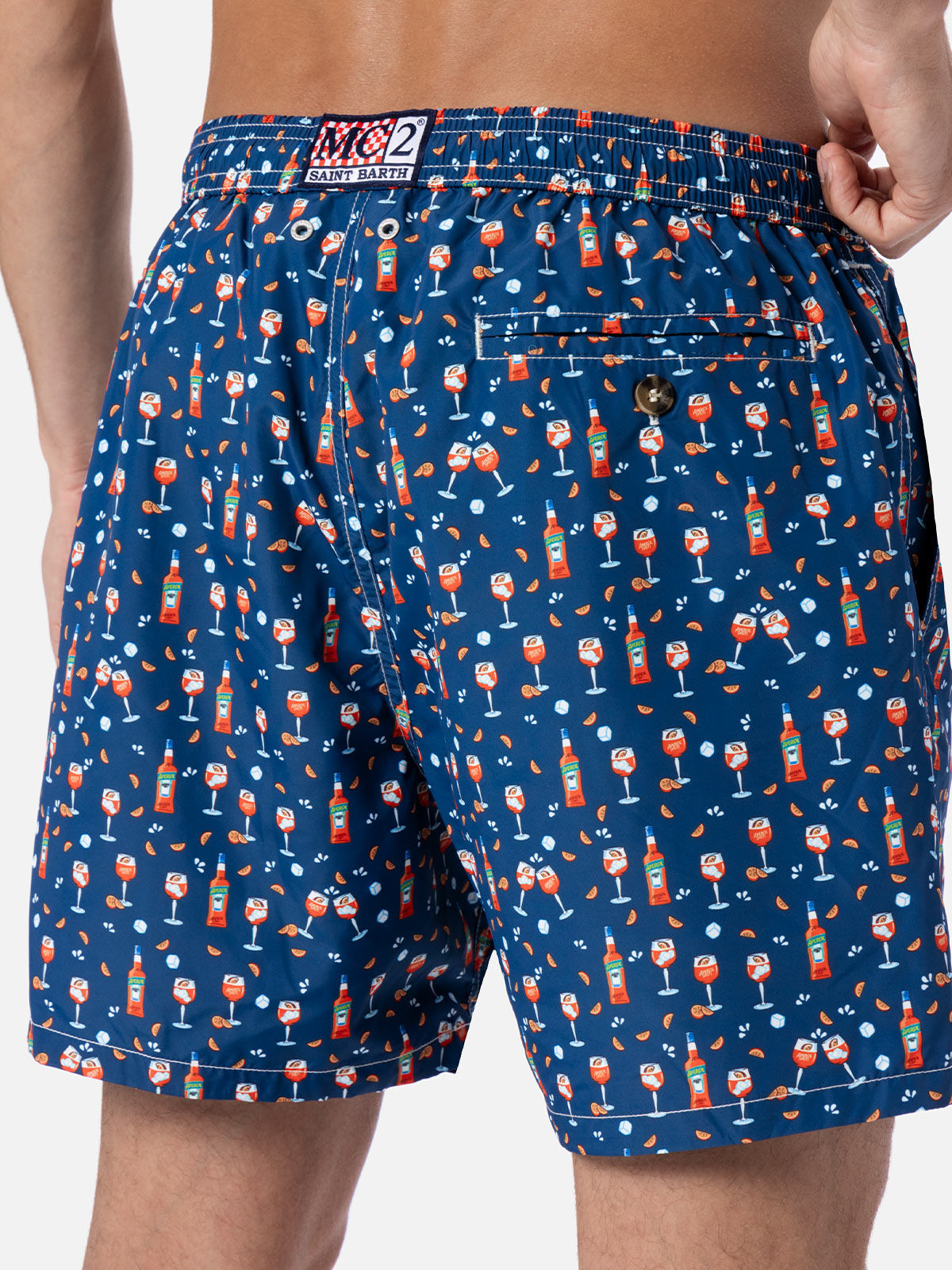 Lightweight fabric swim shorts Lighting with Aperol spritz print | APEROL SPECIAL EDITION - MC2 Saint Barth