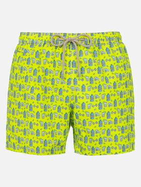 Costume da bagno da uomo in tessuto leggero Lighting Micro Fantasy con stampa gym e gin
