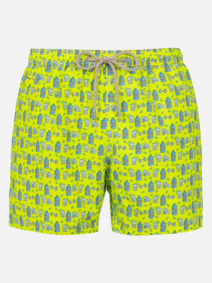 Costume da bagno da uomo in tessuto leggero Lighting Micro Fantasy con stampa gym e gin
