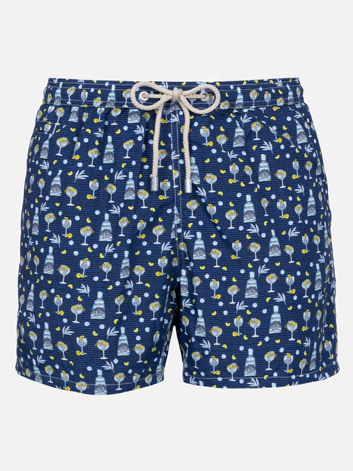 Herren-Badeshorts aus leichtem Stoff Lighting Micro Fantasy mit Gin Mare-Aufdruck | GIN MARE SONDEREDITION