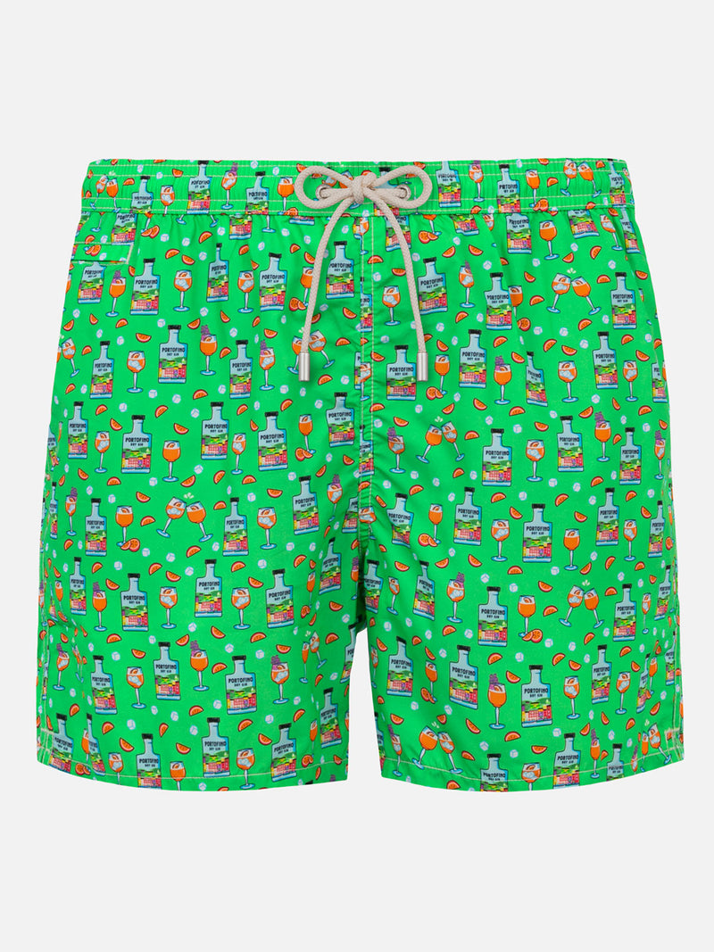 Man light fabric swim shorts with Gin print | PORTOFINO DRY GIN SPECIAL EDITION