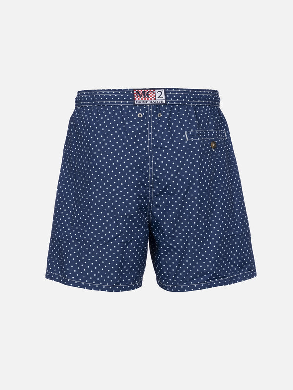 Man lightweight fabric swim-shorts Lighting Micro Fantasy with polka dots print