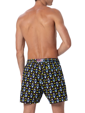 Man lightweight fabric swim-shorts Lighting Micro Fantasy with watches print