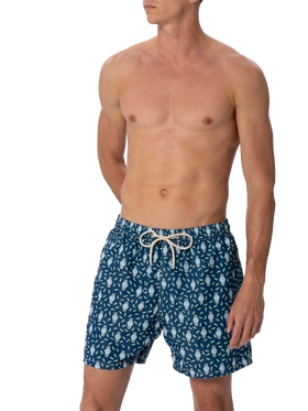 Man lightweight fabric swim-shorts Lighting Micro Fantasy with watches print