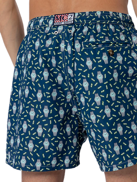 Man lightweight fabric swim-shorts Lighting Micro Fantasy with watches print
