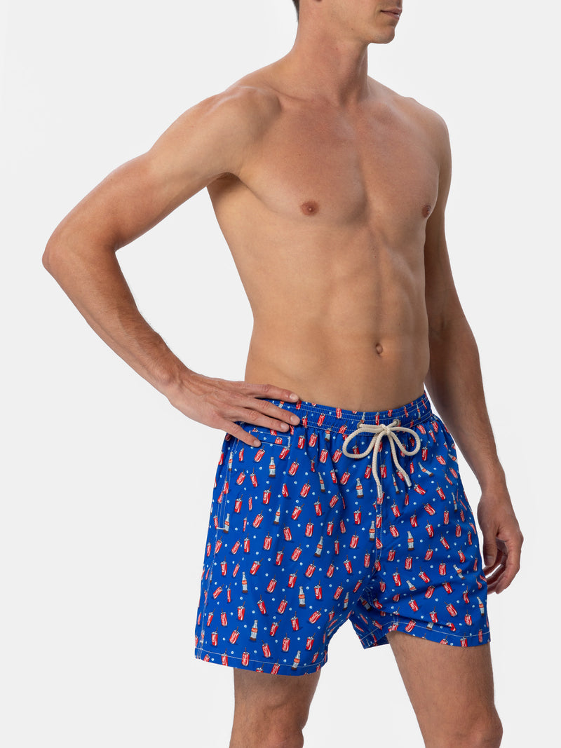 Man lightweight fabric swim-shorts Lighting Micro Fantasy with Coca Cola print | THE COCA COLA COMPANY SPECIAL EDITION