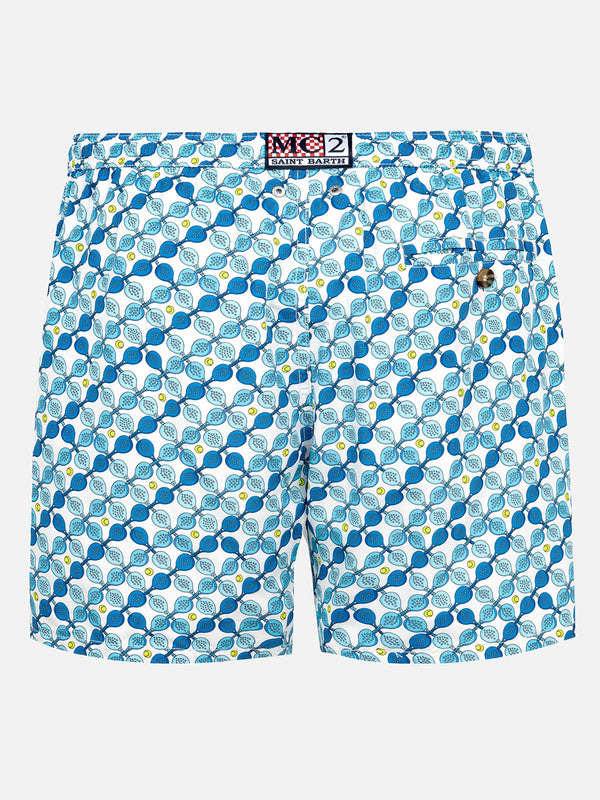 Man light fabric swim shorts with padel rackets print