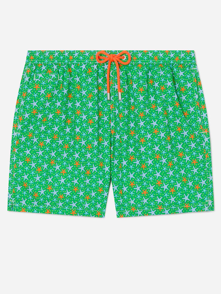 Lighting Micro Fantasy green multicolor starfish print swim shorts