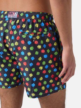 Lightweight fabric swim shorts Lighting with dice print
