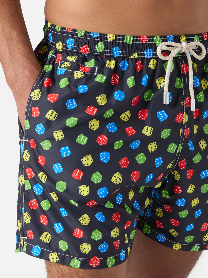 Boxer mare Lighting in tessuto leggero con stampa dadi