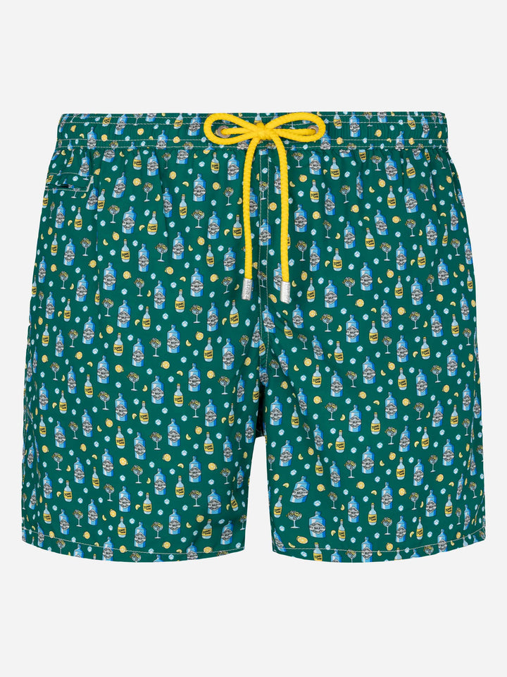 Lightweight fabric swim shorts Lighting with gin lemon print