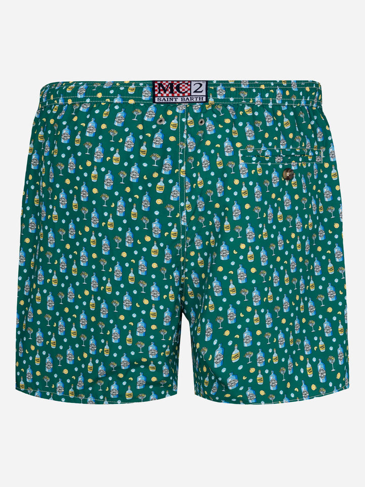 Lightweight fabric swim shorts Lighting with gin lemon print