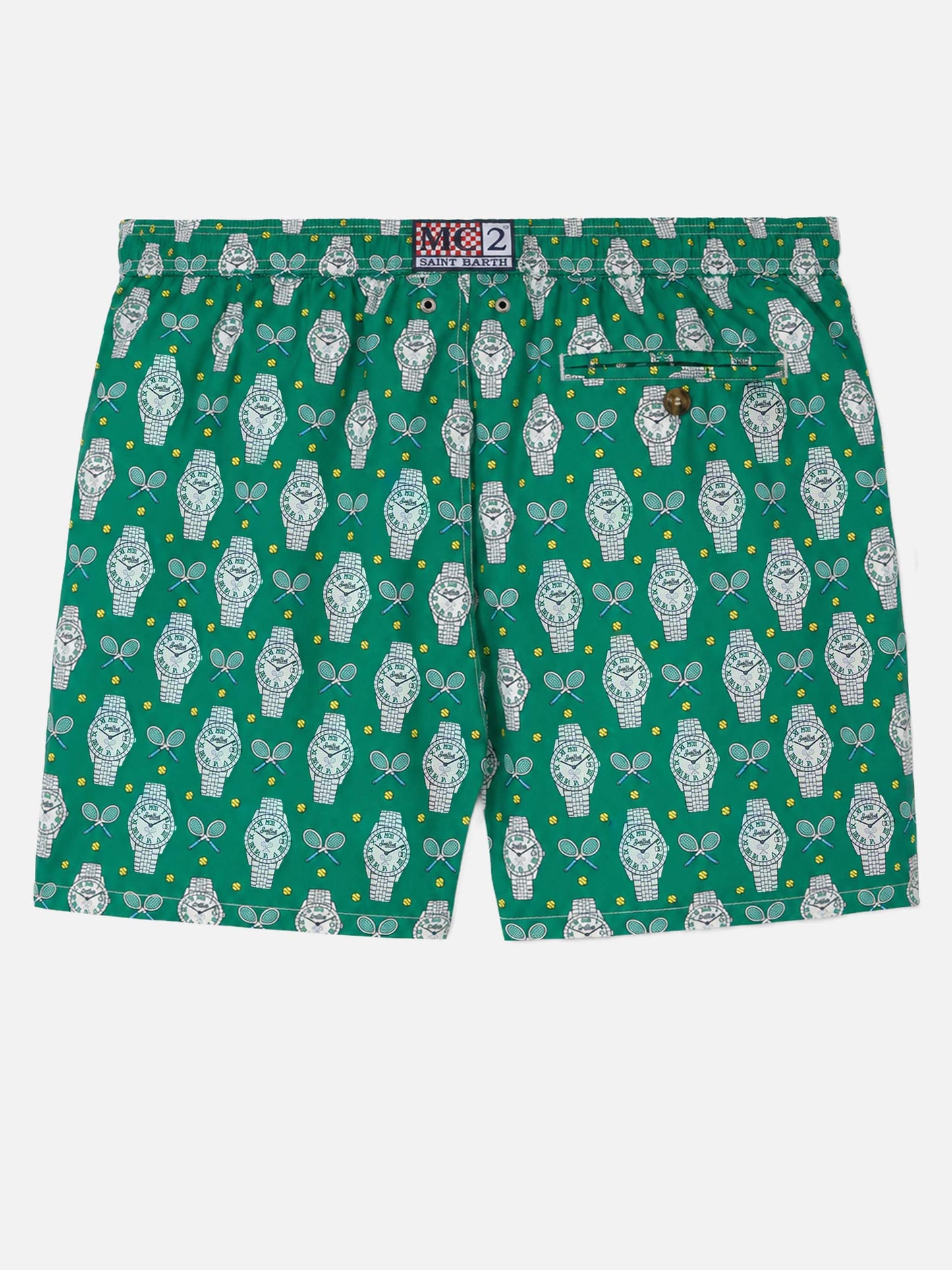 Leichte Badeshorts aus Stoff Lighting mit Uhren-Print 
