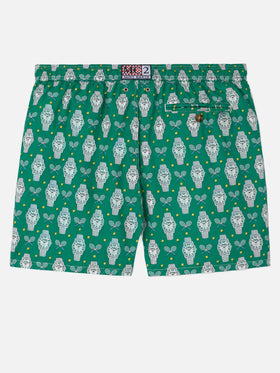 Leichte Badeshorts aus Stoff Lighting mit Uhren-Print 