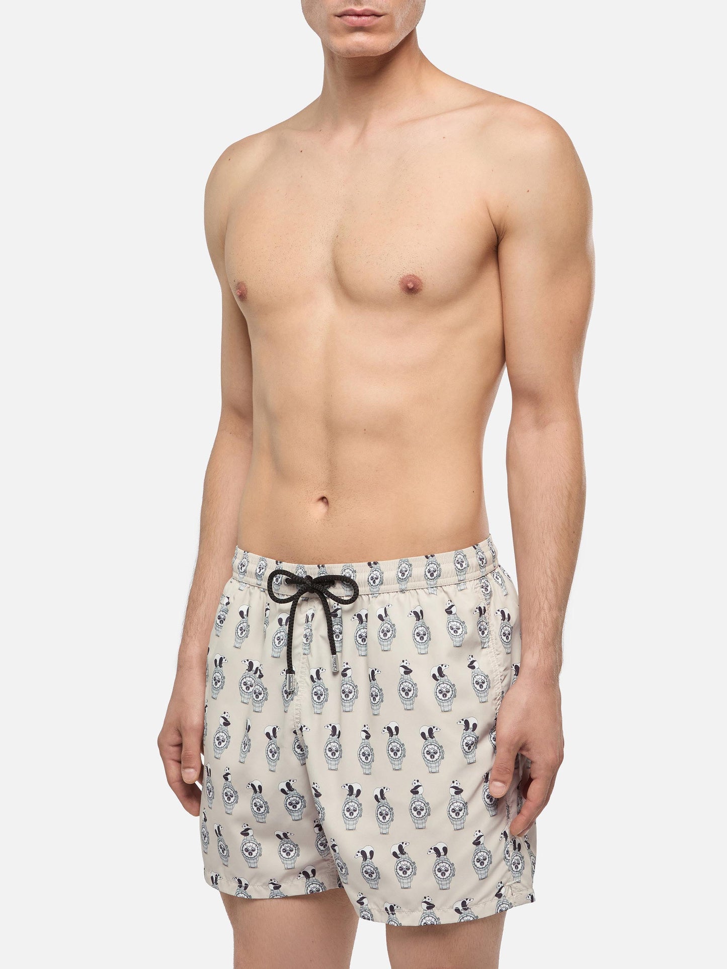 Lightweight fabric swim shorts Lighting with watch print