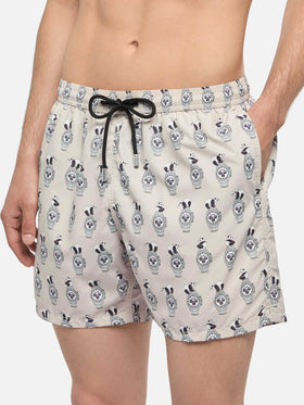 Lightweight fabric swim shorts Lighting with watch print