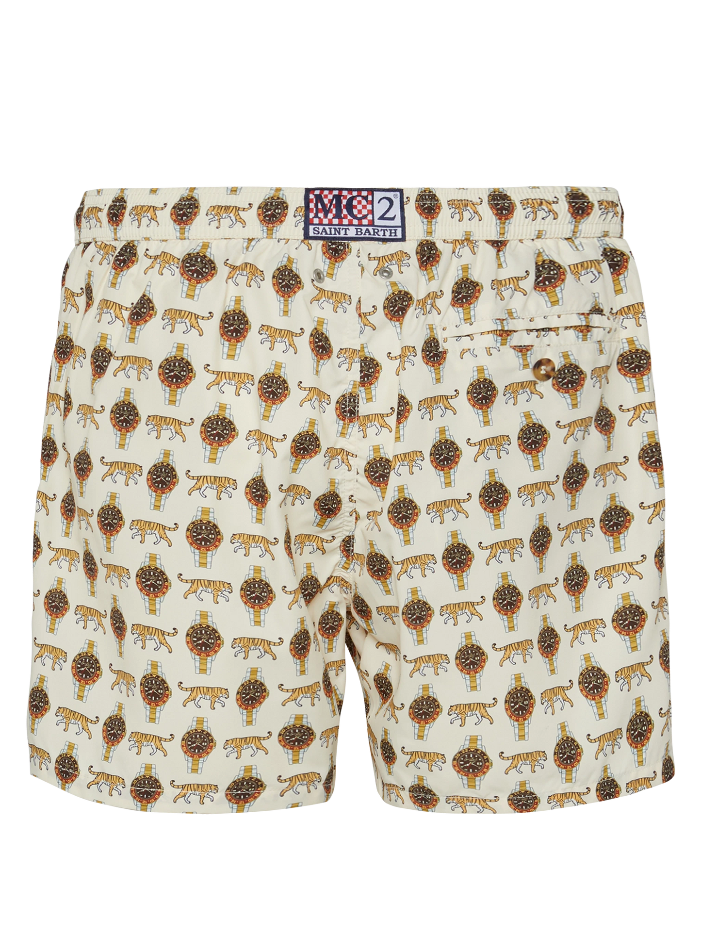 Lightweight fabric swim shorts Lighting with watch print