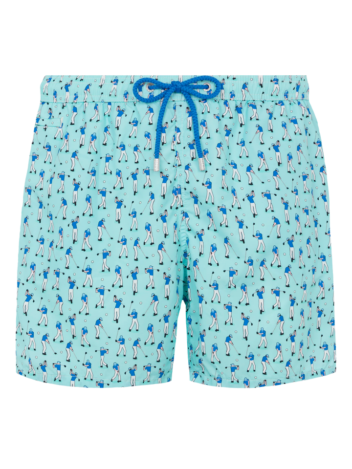 Badeshorts aus leichtem Stoff „Lighting“ mit Golfspieler-Print