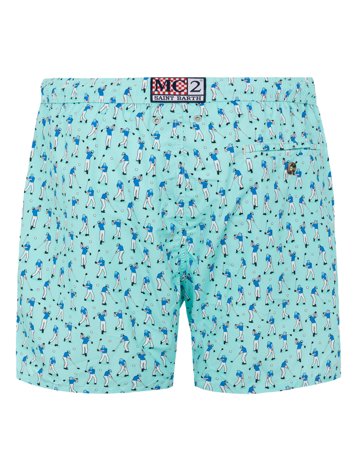 Badeshorts aus leichtem Stoff „Lighting“ mit Golfspieler-Print