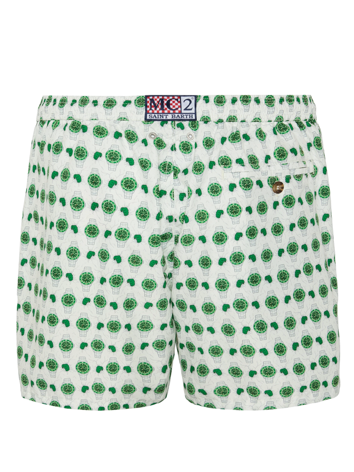 Lightweight fabric swim shorts Lighting with watch print - MC2 Saint Barth