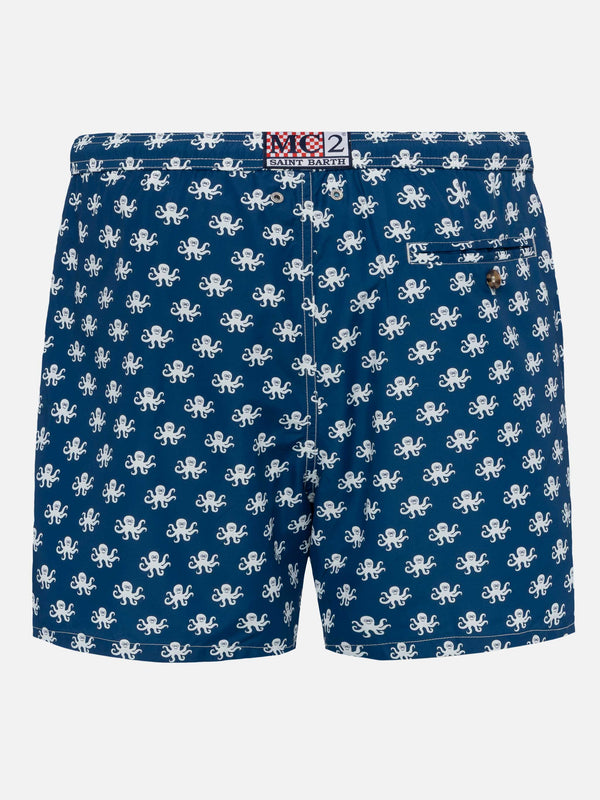 Lightweight fabric swim shorts Lighting with octopus print