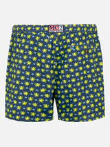 Man light fabric swim shorts with fish and octopus print