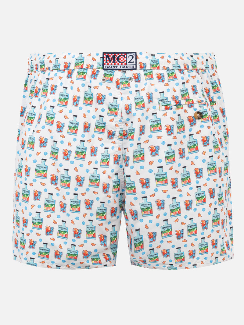 Herren-Badeshorts aus leichtem Stoff mit Portofino-Gin-Print | PORTOFINO DRY GIN SONDEREDITION