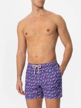 Man light fabric swim shorts with Aperol Spritz print | APEROL SPECIAL EDITION