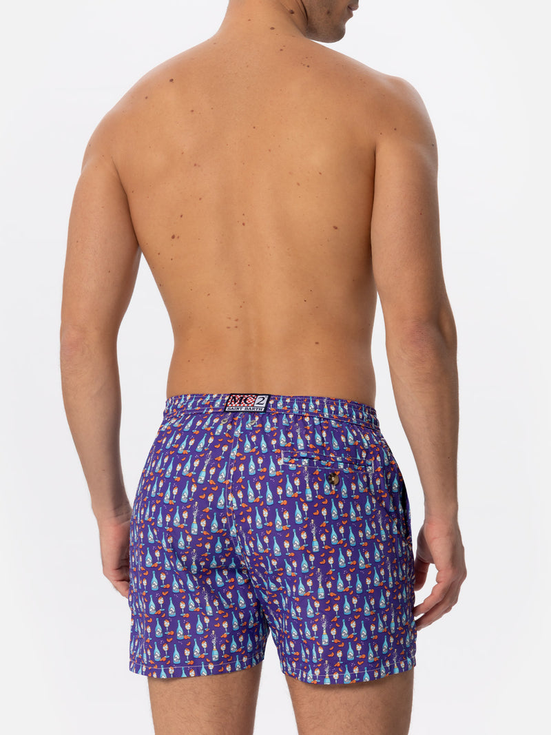 Man light fabric swim shorts with Aperol Spritz print | APEROL SPECIAL EDITION